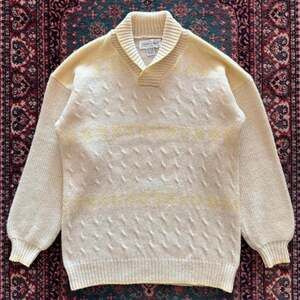 Daniel Caron Vintage Shetland 100% Wool Shawl Collar Sweater